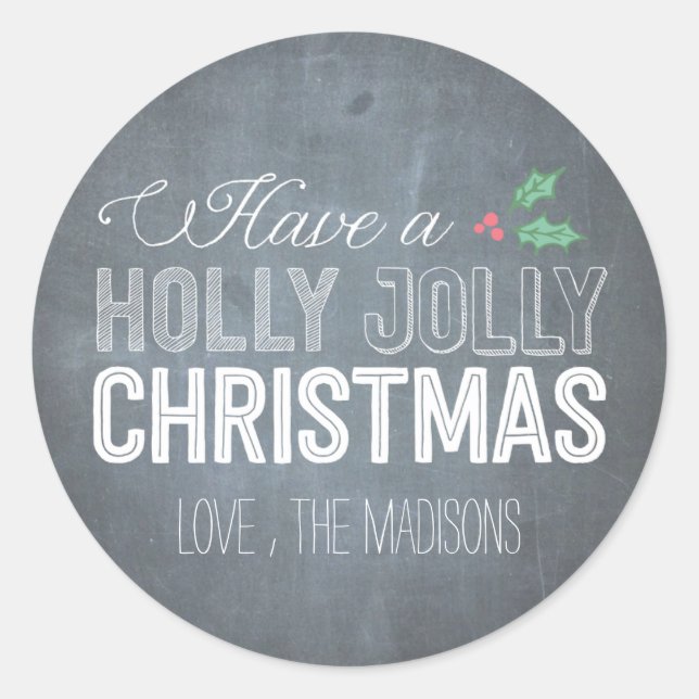 Sticker de Noël Holly Jolly ou Sceau d'enveloppe (Devant)