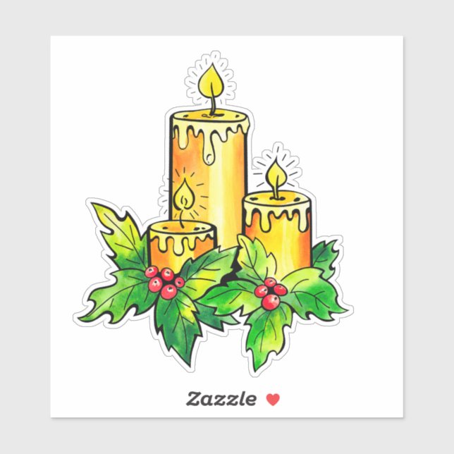 Sticker de Noël jaune (Feuille)