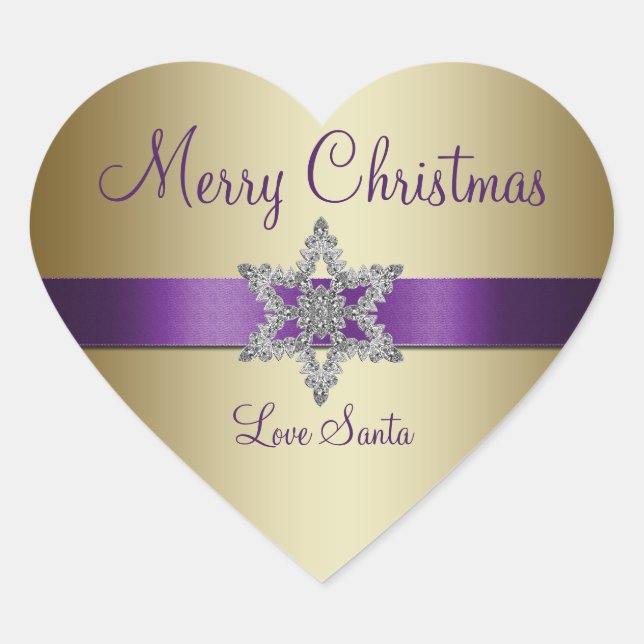 Sticker de Noël Joyeux Fléau d'or violet (Devant)