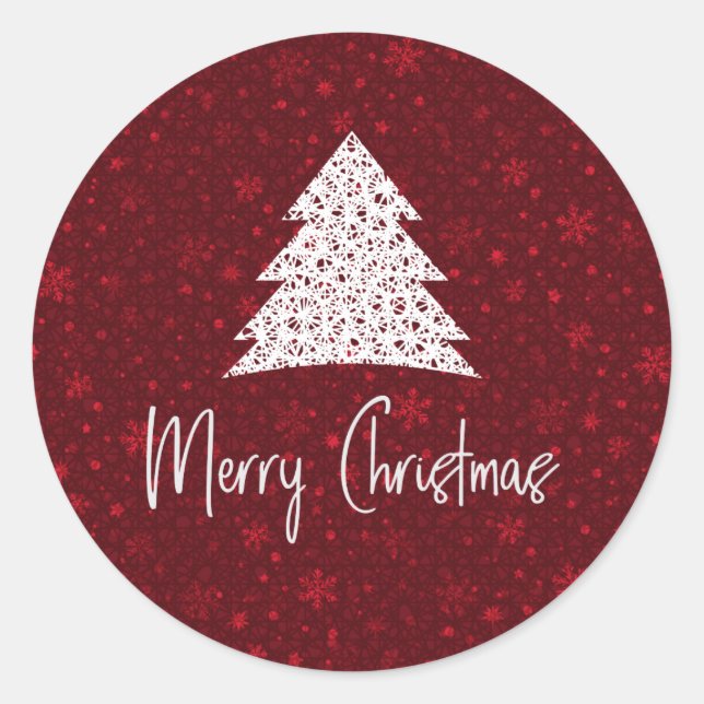 Sticker de Noël Joyeux rouge élégant moderne (Devant)