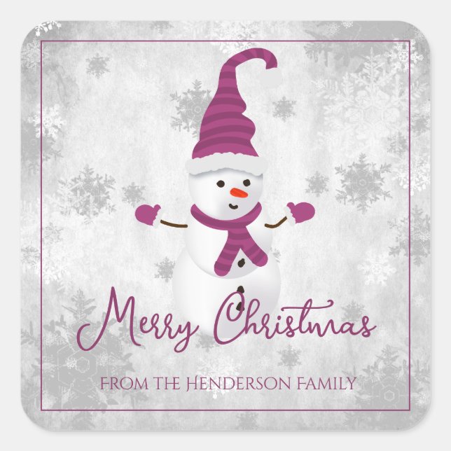 Sticker de Noël Magenta Cute Snowman (Devant)