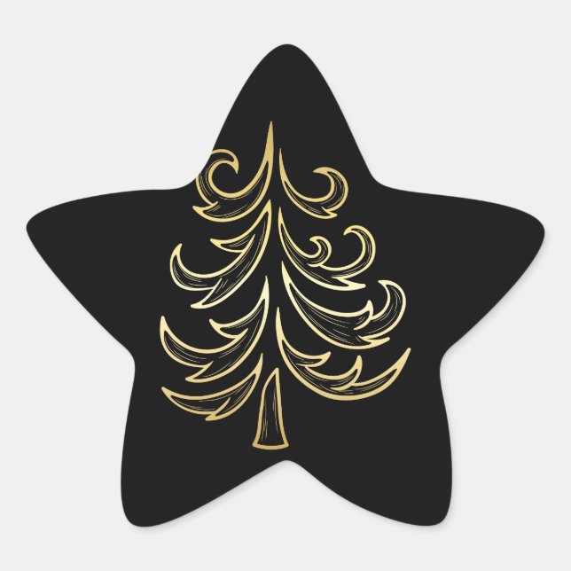 Sticker de Noël noir et or (Devant)