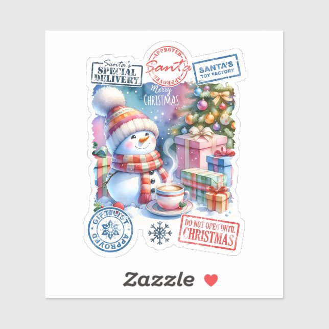 Sticker de Noël Père Noël joyeux (Feuille)