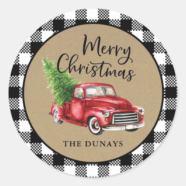 Sticker de Noël plaqué noir et blanc (Devant)