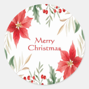 Sticker de Noël Red Poinsettia