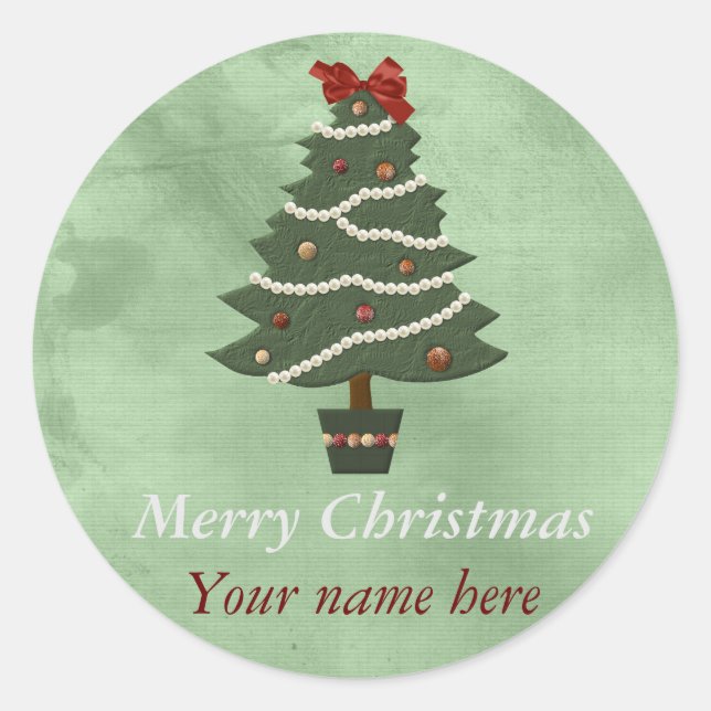 Sticker de Noël Rond Personnalisé (Devant)
