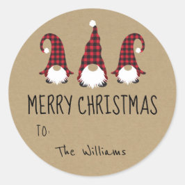 Sticker de Noël Rouge Gnome Joyeux