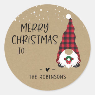 Sticker de Noël Rouge Gnome Joyeux