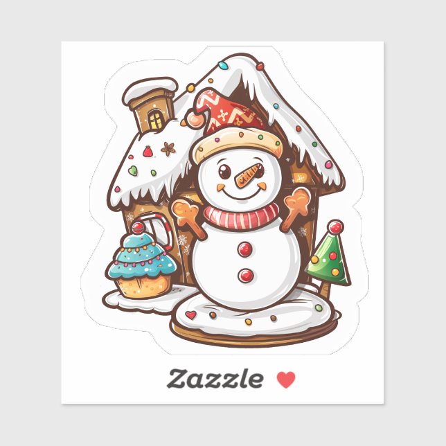 Sticker de Noël : Snowman & Gingerbread (Feuille)
