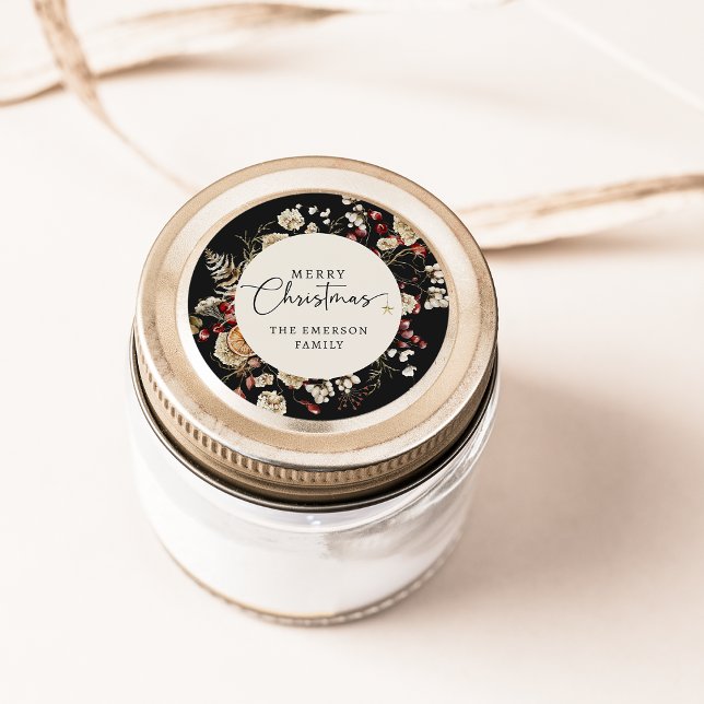 Sticker de Noël vert noir (Black Greenery Christmas Sticker
)