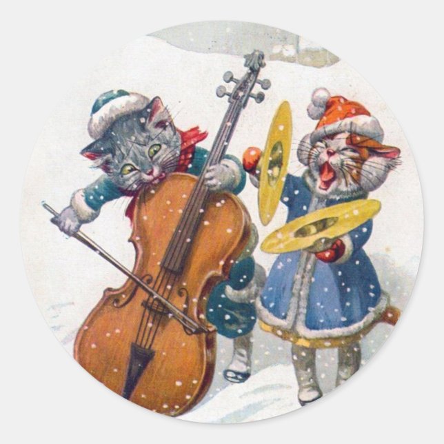 Sticker de Noël Vintage, Arthur Thiele Cats (Devant)