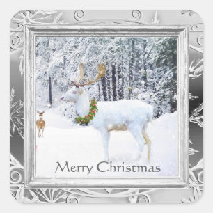 Sticker de Noël vintage White Deer