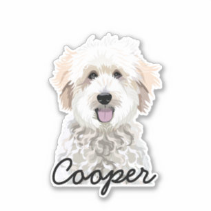 Sticker de nom de chien personnalisé Doodle doré