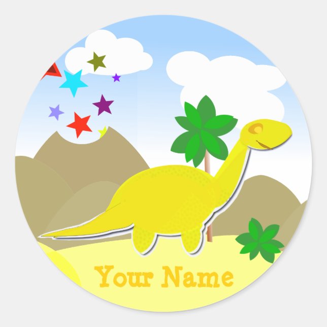Sticker de nom diplodocus jaune (Devant)