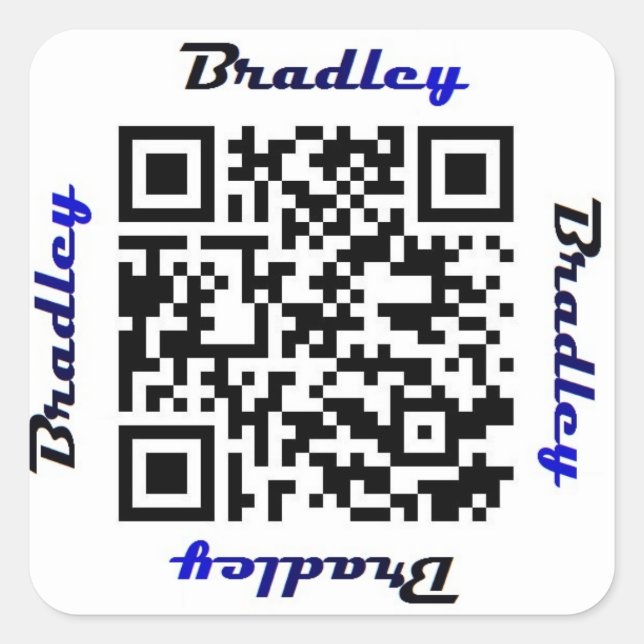 Sticker de NOM personnalisé Brad (Bradley) QR Code (Devant)