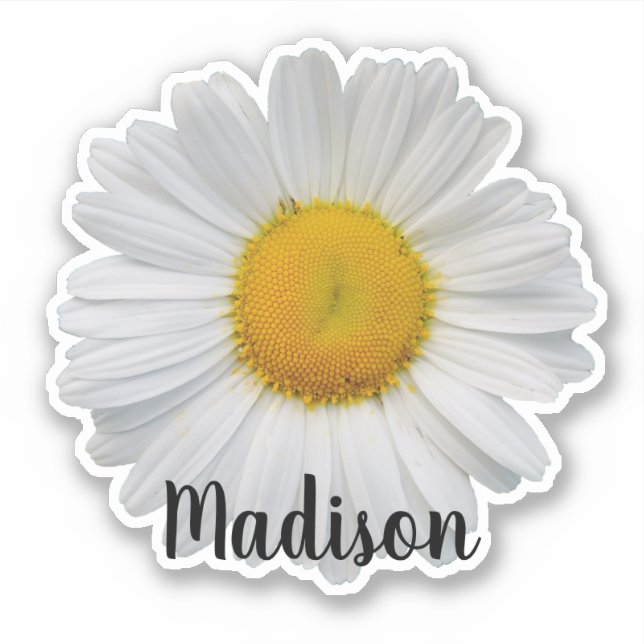 Sticker de nom personnalisé Fleur de marguerite bl (Devant)