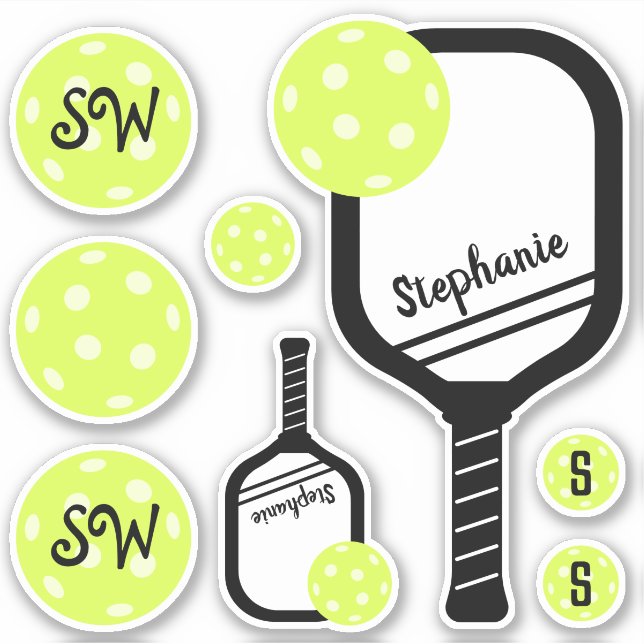 Sticker de nom personnalisé Pickleball (Devant)