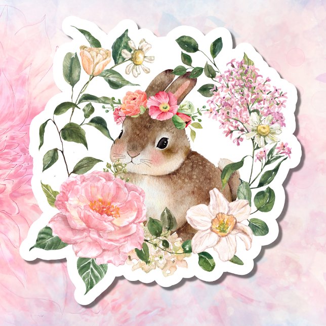 Sticker de Pâques Cadeau Étiquette Bunny Fleurs de (Créateur téléchargé)