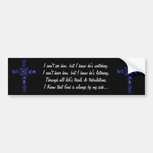 sticker de pare-chocs de croix religieuse bleue