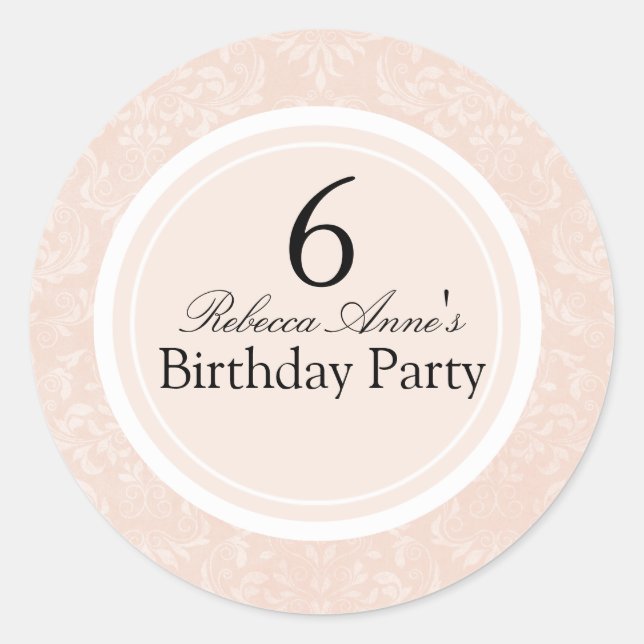 Sticker de partie Anniversaire de enfant Peach & B (Devant)
