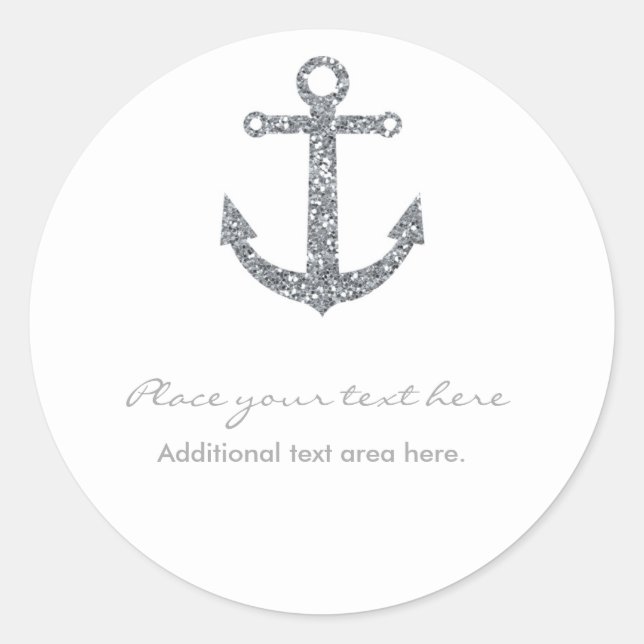Sticker de Parties scintillant en argent Ancre nau (Devant)