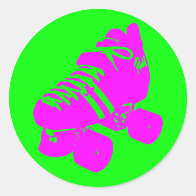 Sticker de patinage à rouleaux rose et vert (Devant)
