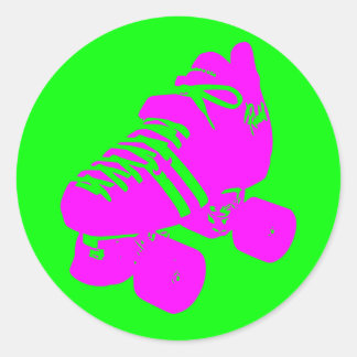 Sticker de patinage à rouleaux rose et vert