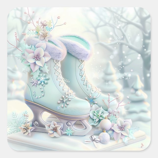 Sticker de patins de glace de Noël (Devant)