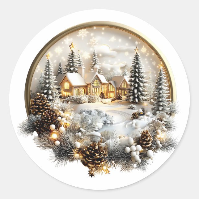 Sticker de paysage hivernal, Étiquette (Devant)
