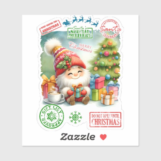 Sticker de personnage de Noël festif (Feuille)