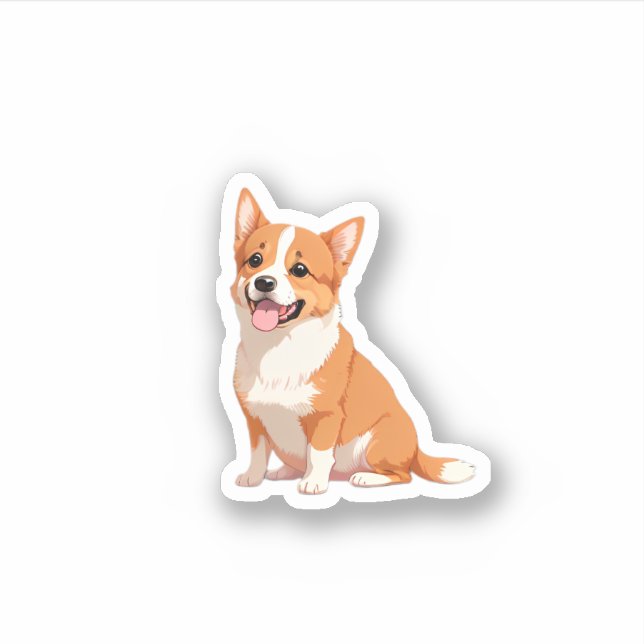 Sticker de petit corgi à main (Devant)