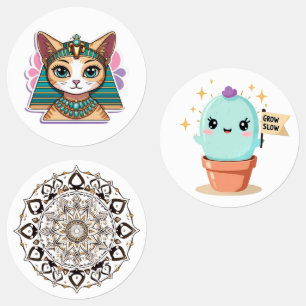 Sticker de Pharaoh Cat Mandala Cactus
