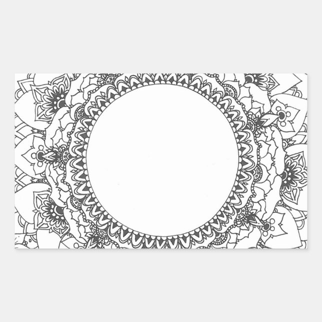 Sticker de Pleine lune Mandala Rectangle (Devant)