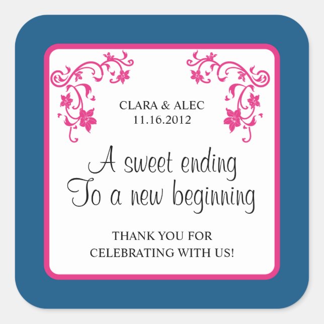 Sticker de préférence de mariage floral (Devant)