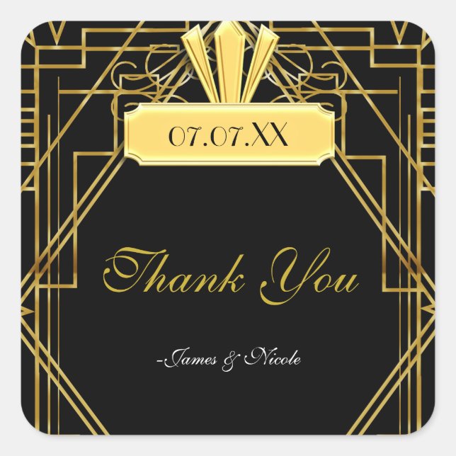 Sticker de préférence Gatsby Gold & Black Art Déco (Devant)