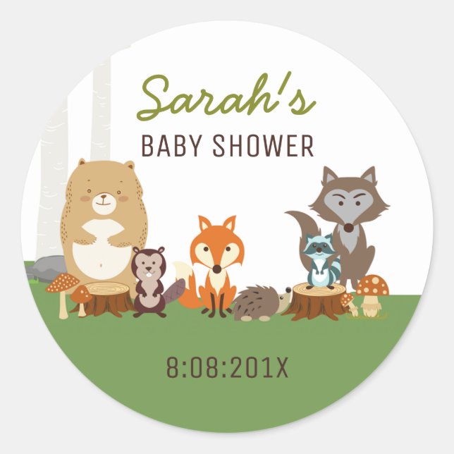 Sticker de préférence pour douche bébé Woodland (Devant)