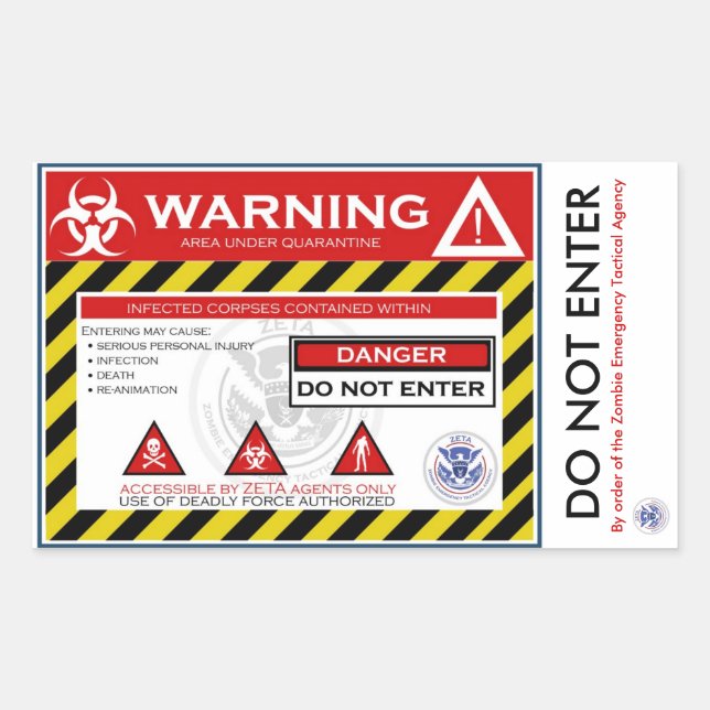 Sticker de quarantaine Zombie (Devant)
