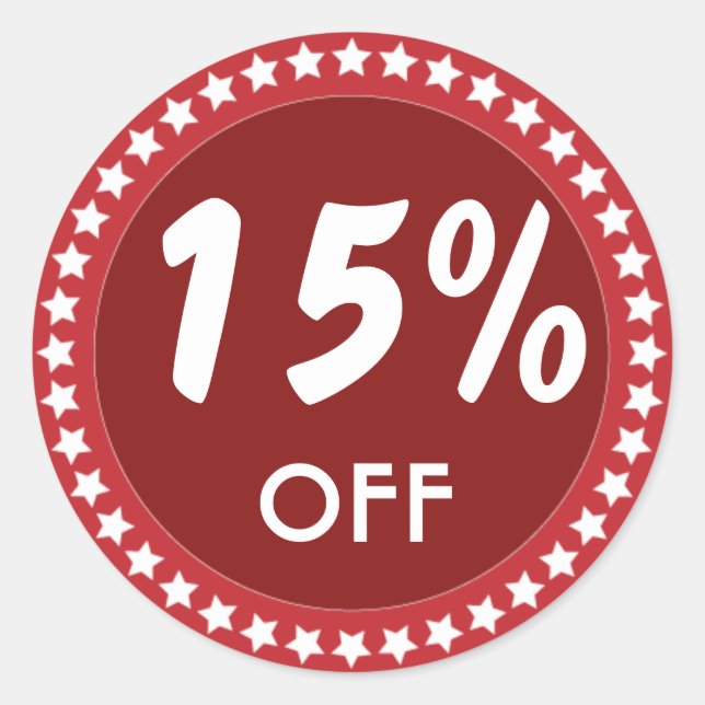 Sticker de réduction de 15 % sur les ventes Red (Devant)