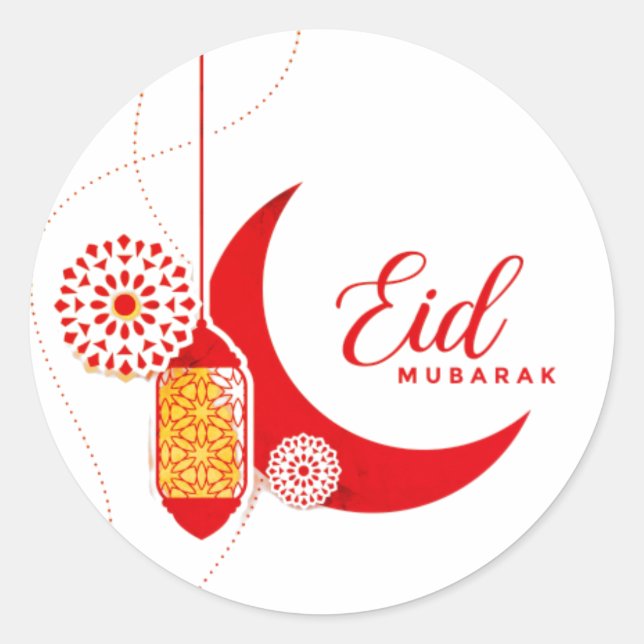 Sticker de ronde classique de l'Aïd Moubarak (Devant)