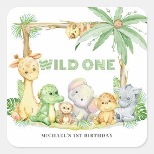 Sticker de Safari Wild One animal 1er Anniversaire