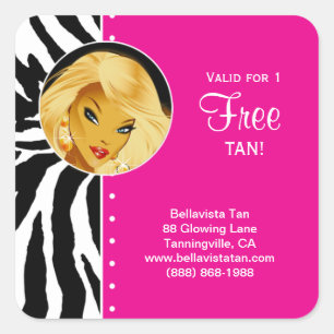 Sticker de salon de bronzage rose Zebra Blonde fem