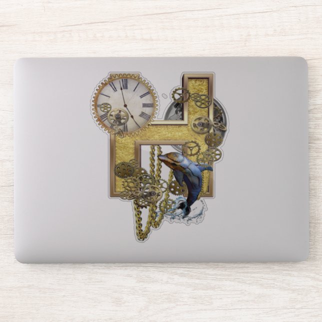 Sticker de sculpture H Capital Steampunk (Ordinateur)