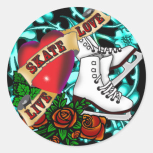 Sticker de tatouage de fille de patinage