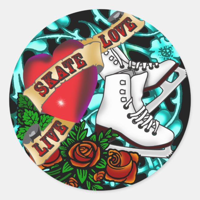 Sticker de tatouage de fille de patinage (Devant)