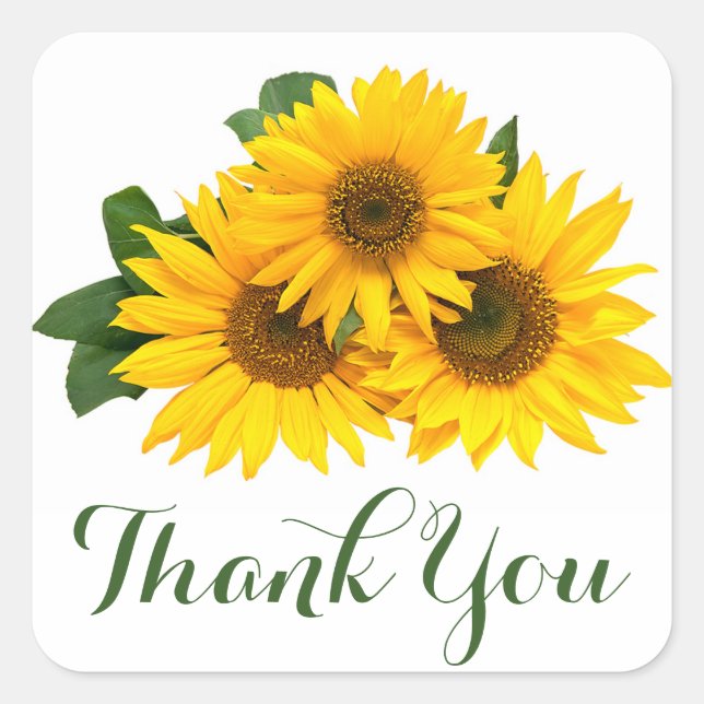 Sticker de tournesol jaune Merci floral (Devant)