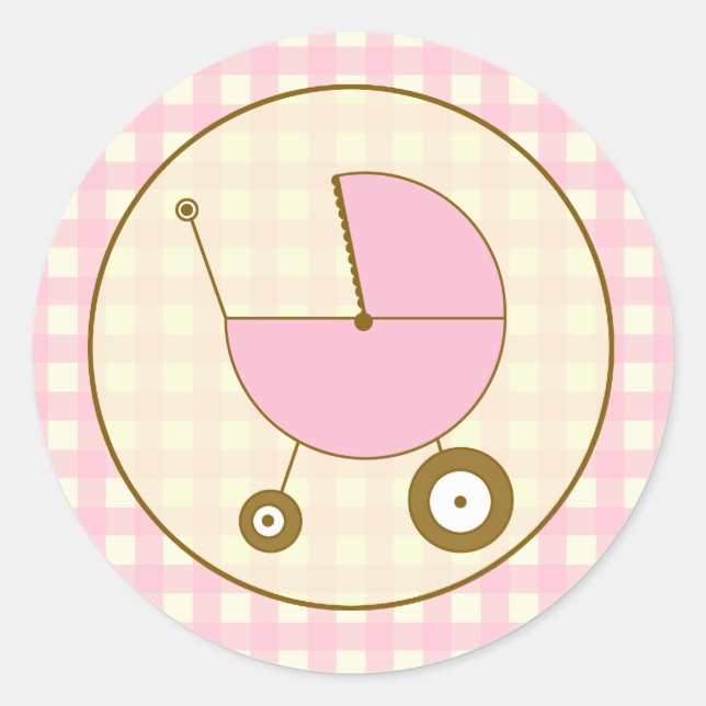 Sticker de transport En vichy bébé rose (Devant)