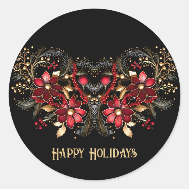 Sticker de vacances aux fleurs rouges (Devant)