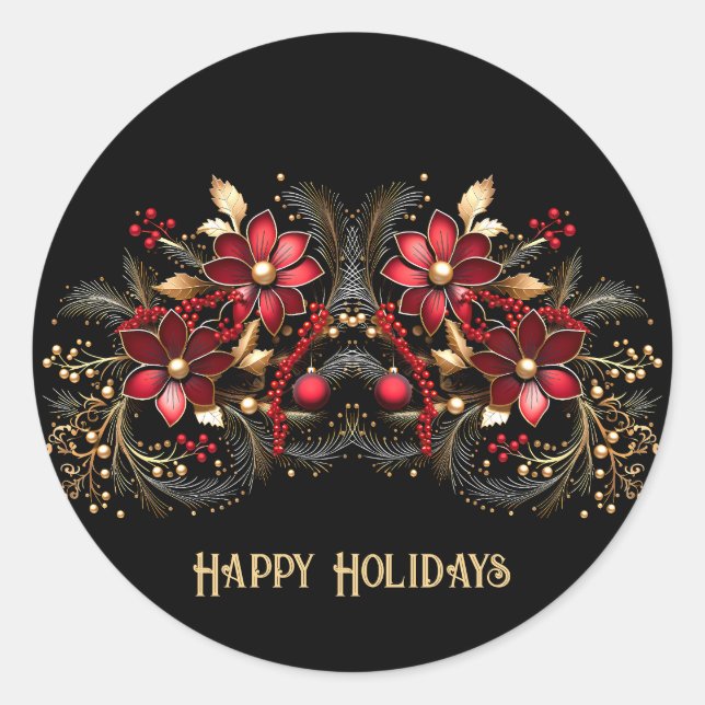 Sticker de vacances aux fleurs rouges (Devant)