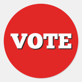 Sticker de vote sur fond rouge