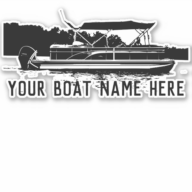 Sticker Décal de bateau ponton noir et blanc personnalisé (Devant)